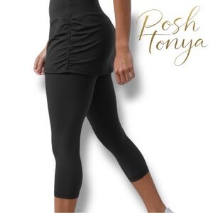 Athleta Elation Skirted Crop Leggings Black Size Small Powervita Skort Gymcore